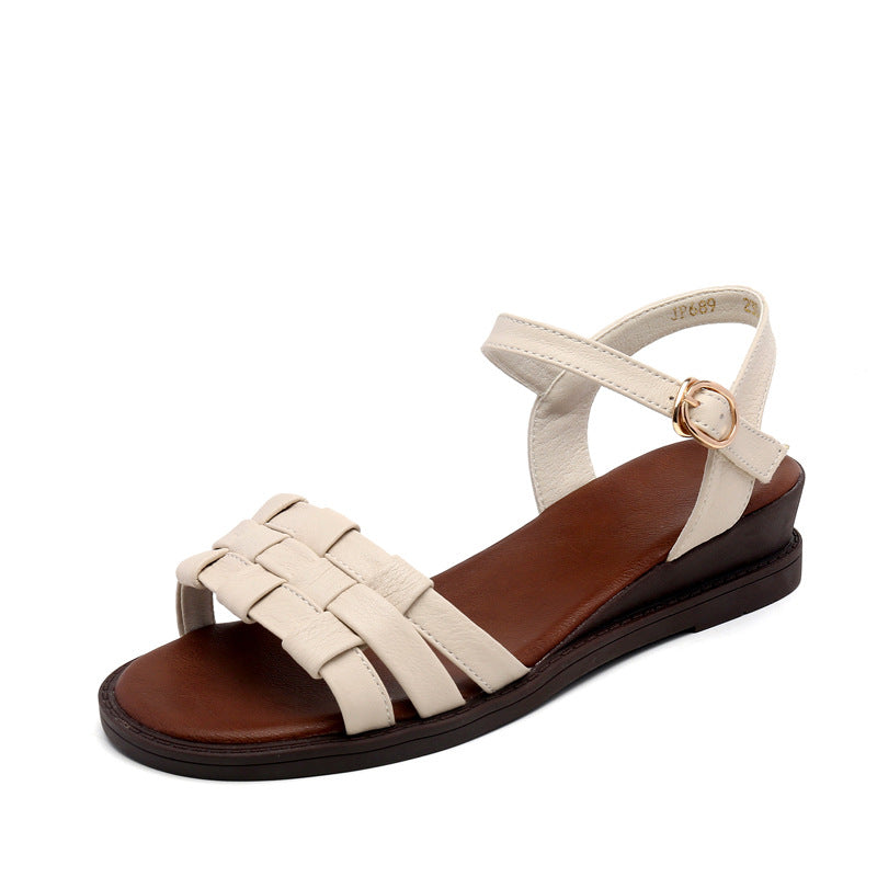 Retro Leather Flat Sandals by Sophie Laurie