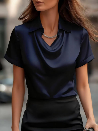 Chic Satin Boat-Neck Blouse by Sophie Laurie