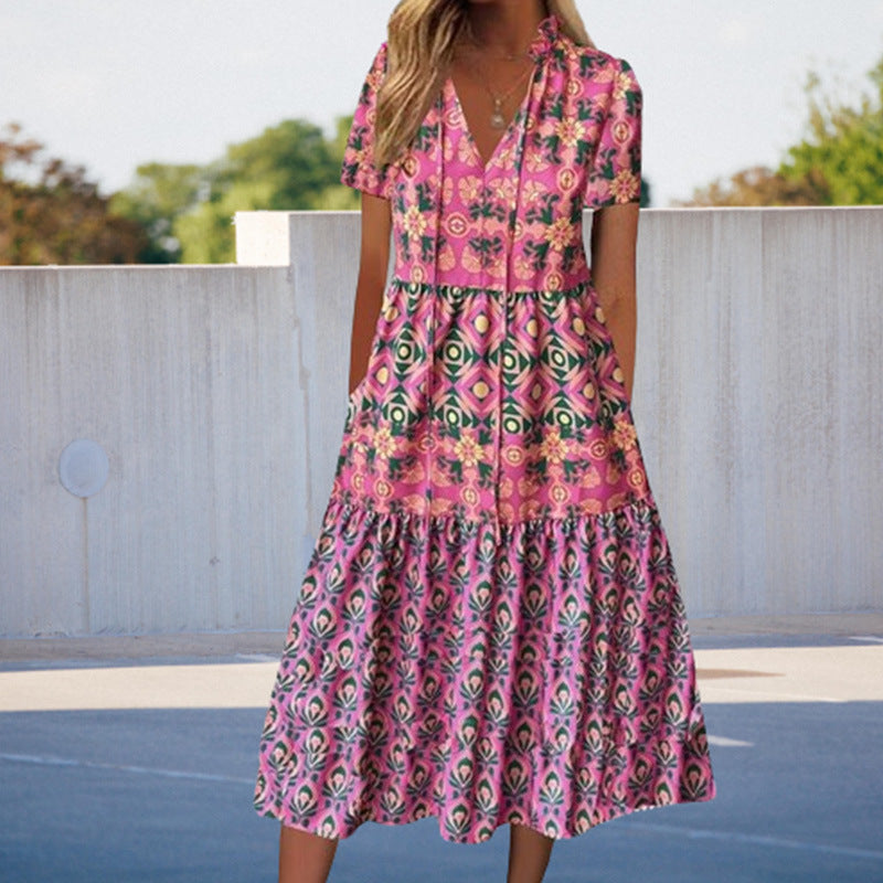 Vibrant Printed Sophie Laurie Summer Midi Dress