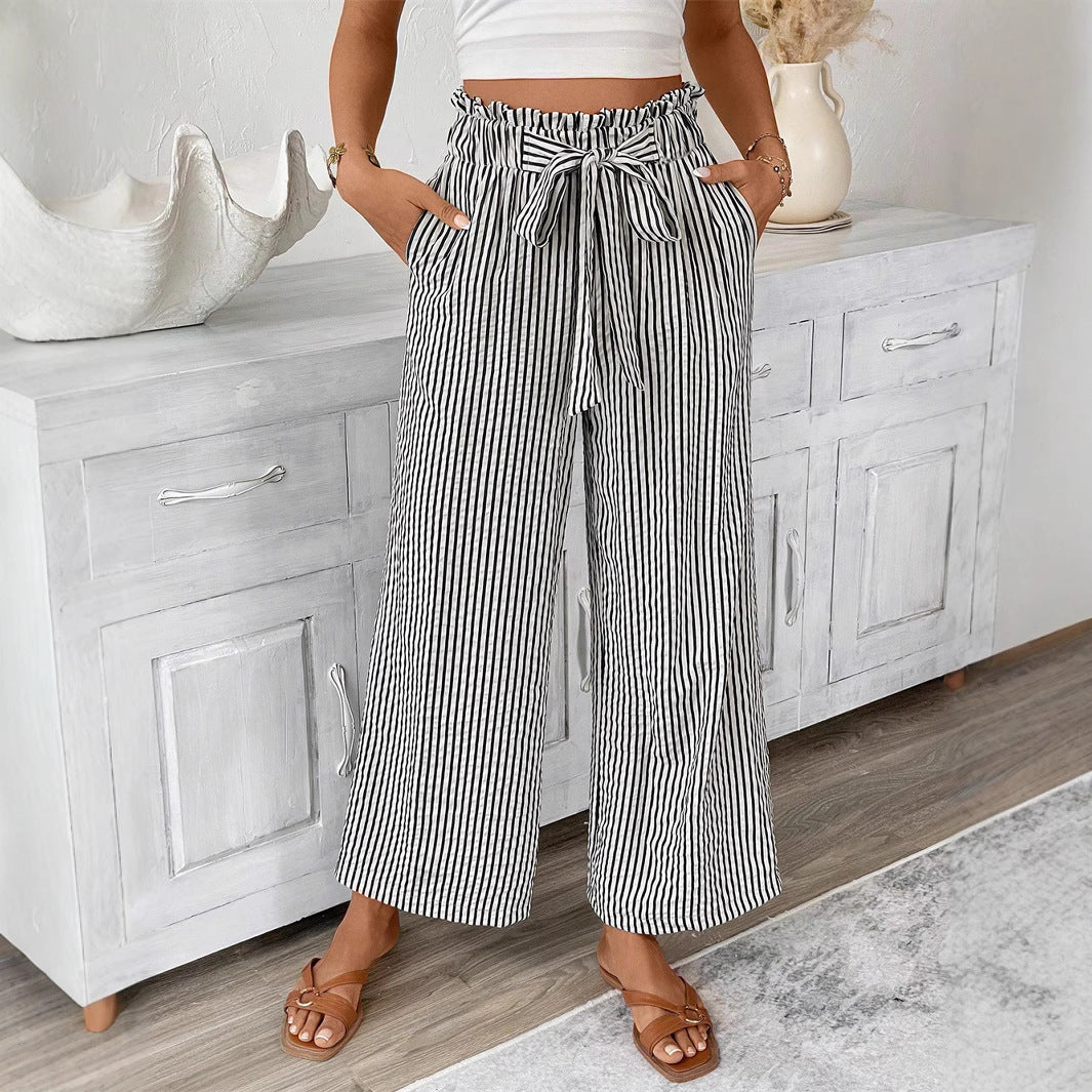 Striped Straight-Leg Pants by Sophie Laurie