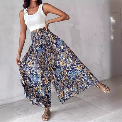 Retro Floral Wide-Leg Pants by Sophie Laurie