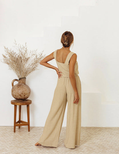 Relaxed Cotton Linen Vest Set by Sophie Laurie