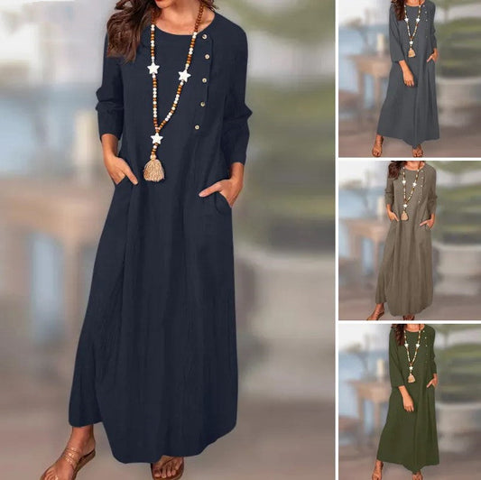 Vintage Linen Long Sleeve Dress by Sophie Laurie