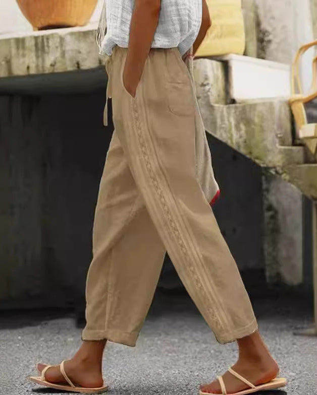 Elegant Cotton Linen Cropped Pants Sophie Laurie
