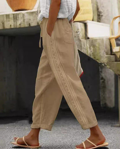 Elegant Cotton Linen Cropped Pants Sophie Laurie
