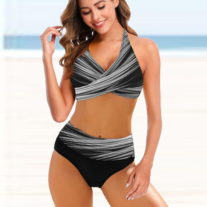 Striped Tie-Dye High Waist Bikini by Sophie Laurie