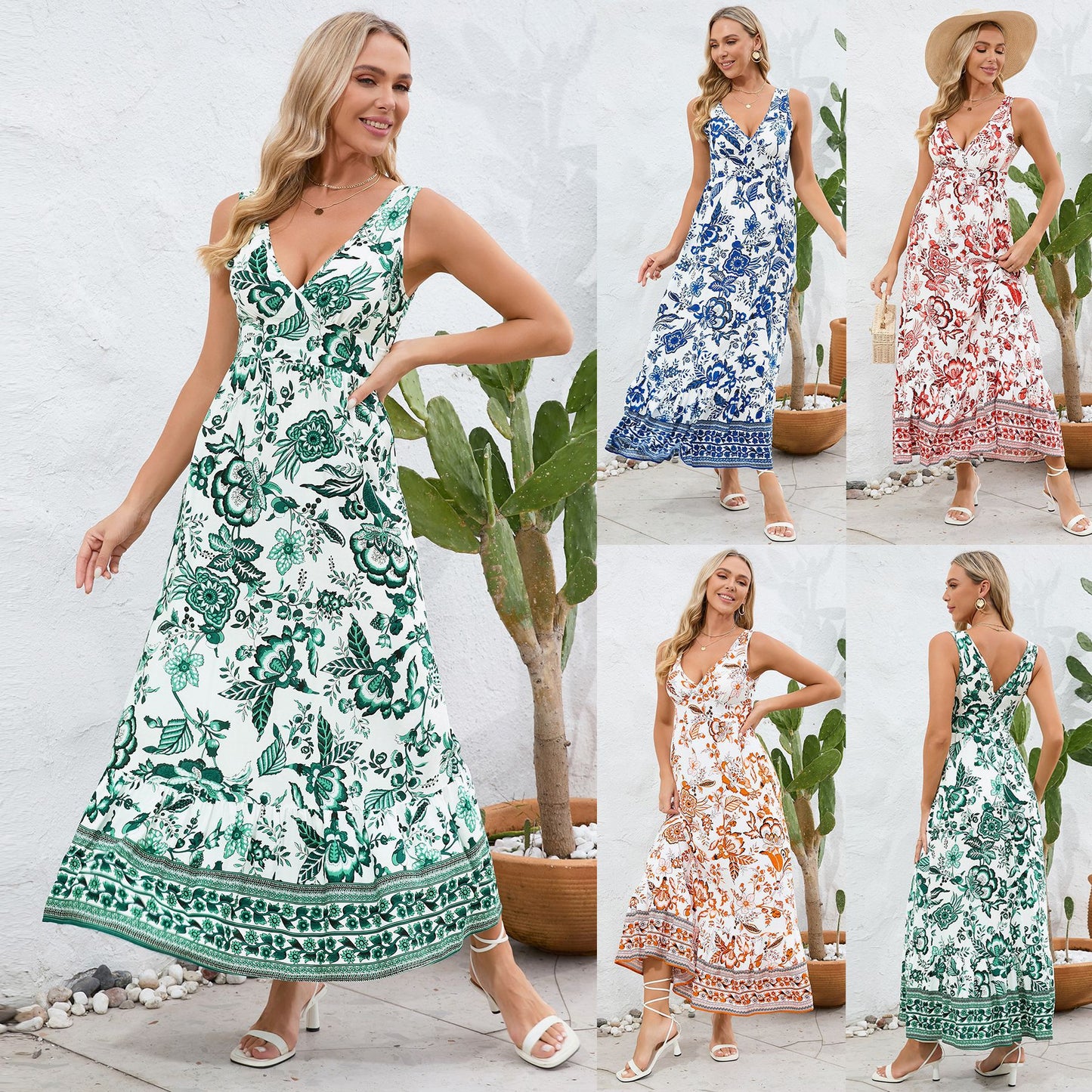 Floral V-Neck Maxi Dress by Sophie Laurie