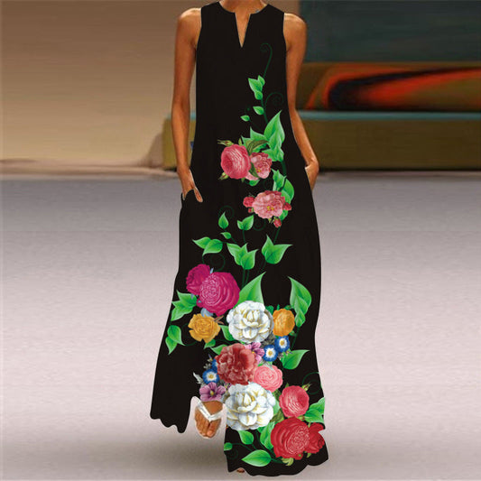 Floral Print Sophie Laurie Sleeveless Maxi Dress