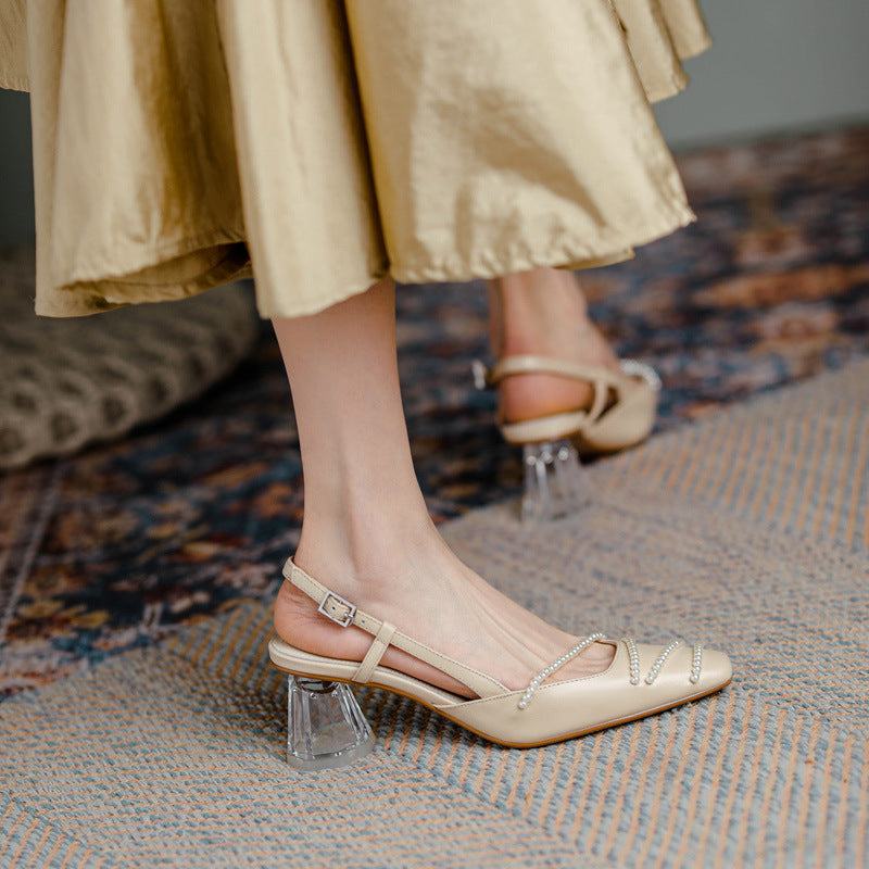 Elegant Crystal Heel Sandals by Sophie Laurie