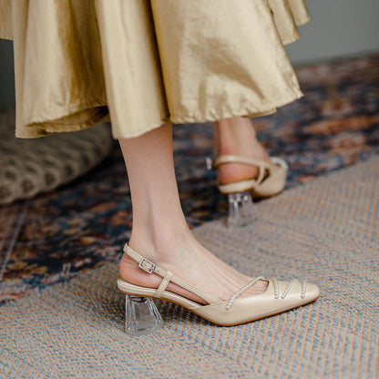 Elegant Crystal Heel Sandals by Sophie Laurie