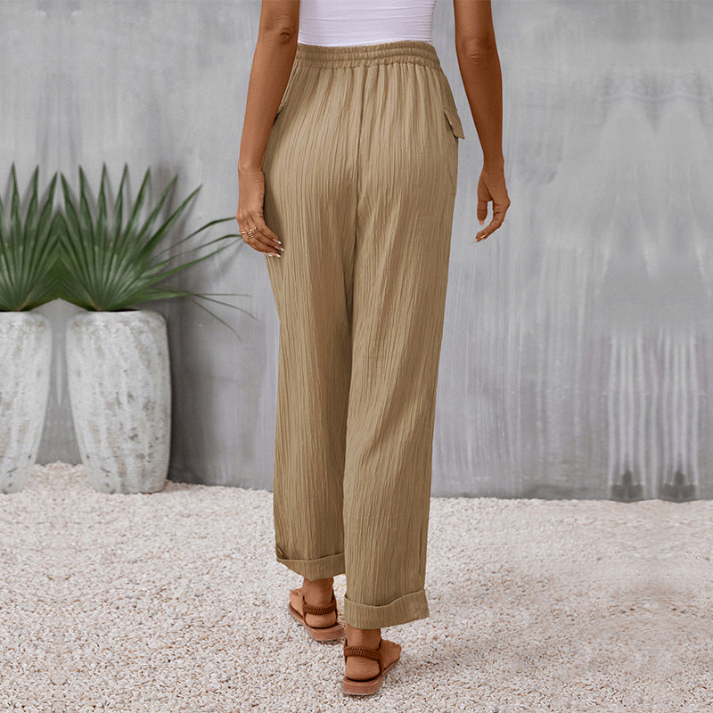 Pleated Khaki Straight Pants Sophie Laurie