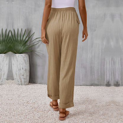 Pleated Khaki Straight Pants Sophie Laurie