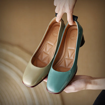 Elegant Leather Chunky Heels by Sophie Laurie