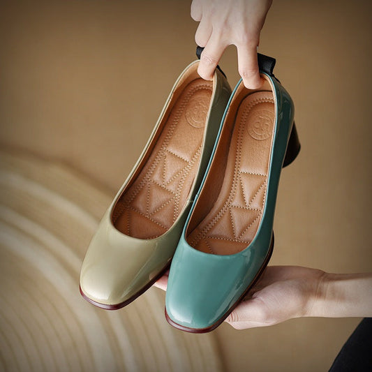 Elegant Leather Chunky Heels by Sophie Laurie