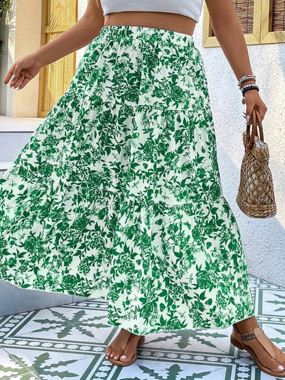Floral Print Sophie Laurie Plus Size Maxi Skirt