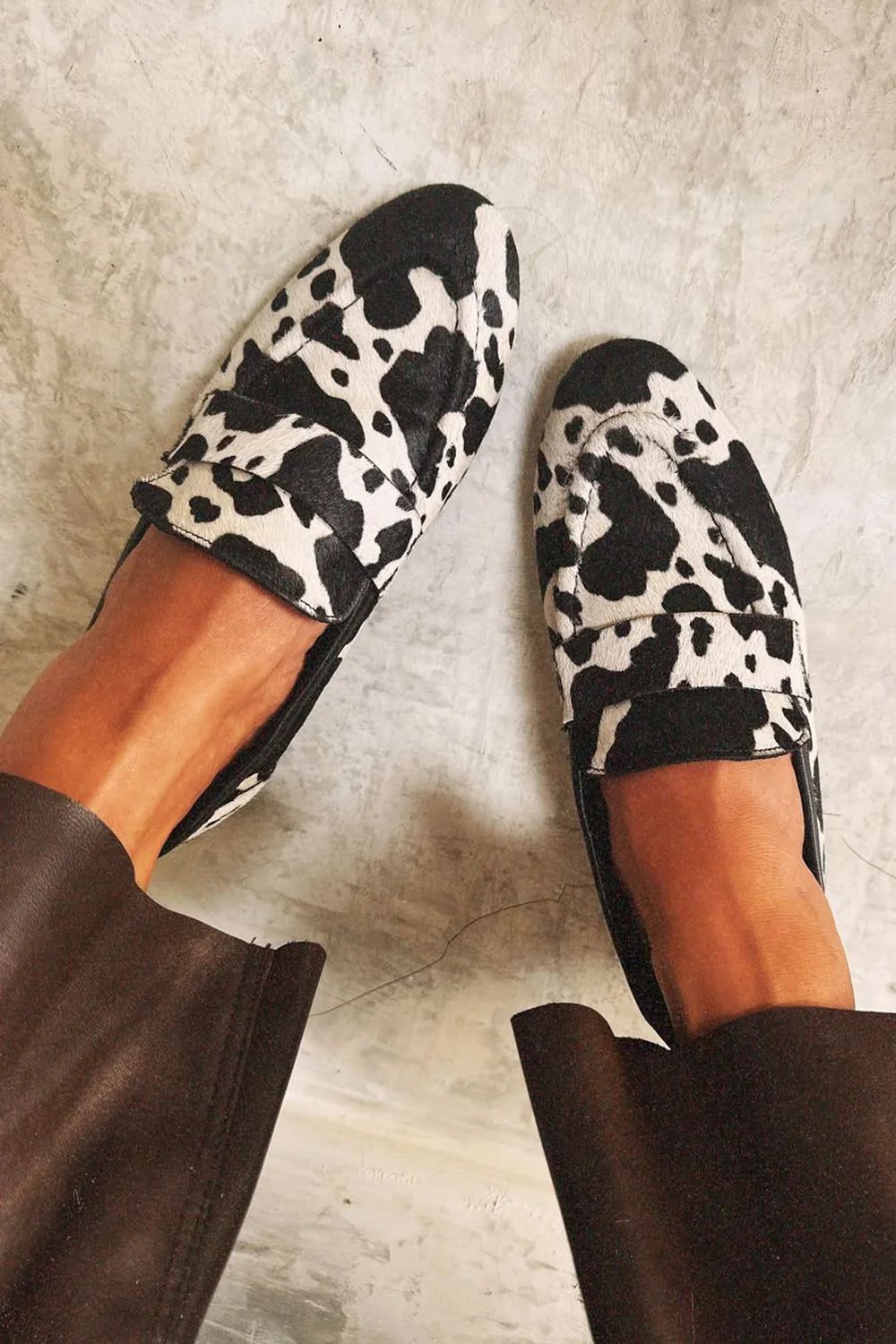 Cowprint Round-Toe Plus Shoes by Sophie Laurie