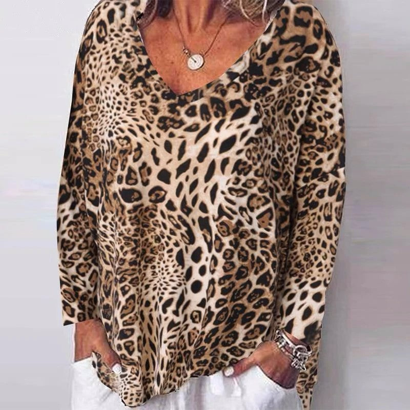 Leopard Print V-Neck Top by Sophie Laurie