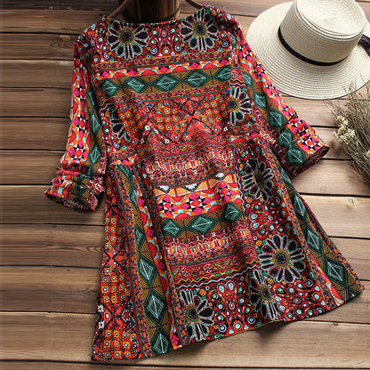 Boho Print Cotton Blouse Sophie Laurie