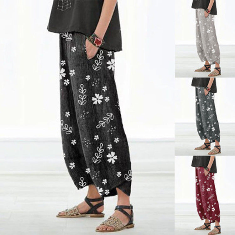 Floral Cotton Wide-Leg Pants by Sophie Laurie