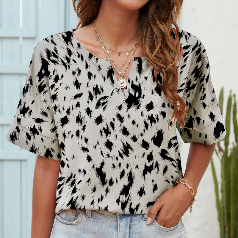 Printed V-Neck Everyday Top by Sophie Laurie
