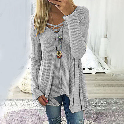 Elegant V-Neck Irregular Blouse by Sophie Laurie