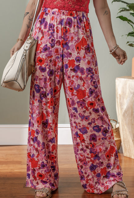 Vibrant Floral High Waist Pants by Sophie Laurie