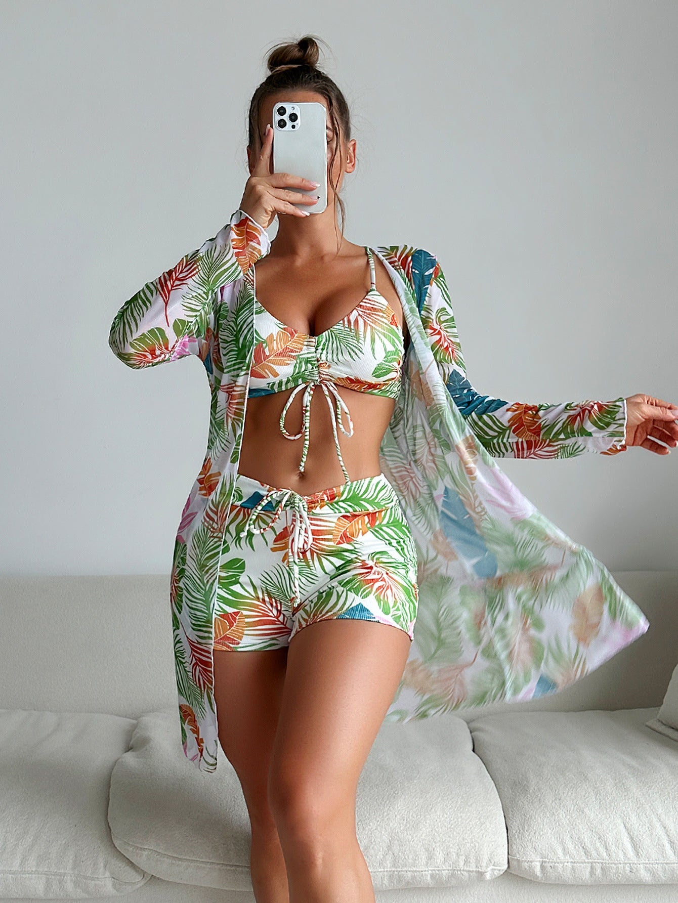 Vibrant Print Sophie Laurie Three-Piece Bikini Set
