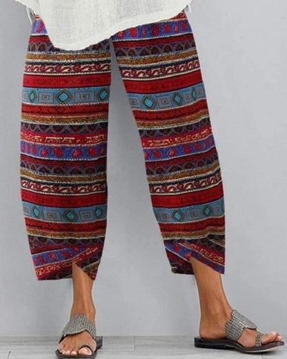 Boho Print Elastic Waist Pants by Sophie Laurie