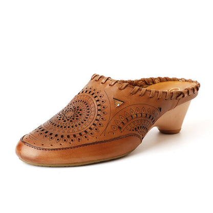 Vintage Leather Mid-Heel Sandals by Sophie Laurie