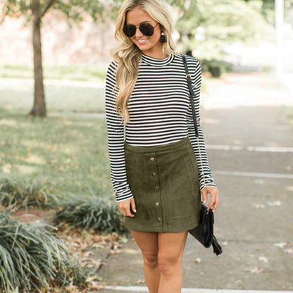 Chic Suede Button Skirt by Sophie Laurie