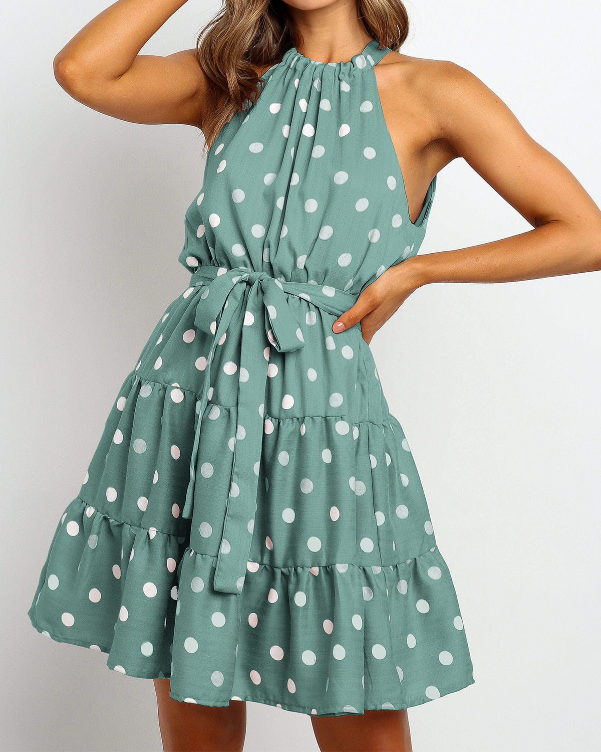 Chic Polka Dot Halter Dress by Sophie Laurie