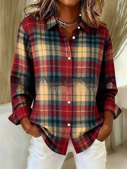 Plaid Colorblock Sophie Laurie Long Sleeve Blouse