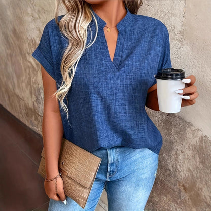 Elegant Sophie Laurie Notched V-Neck Batwing Blouse