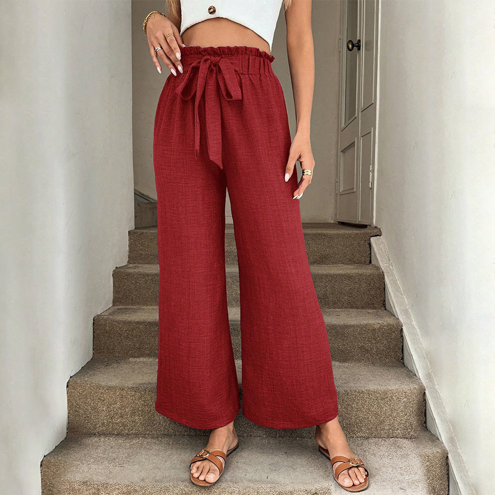 Red Wide-Leg Sophie Laurie Drawstring Pants