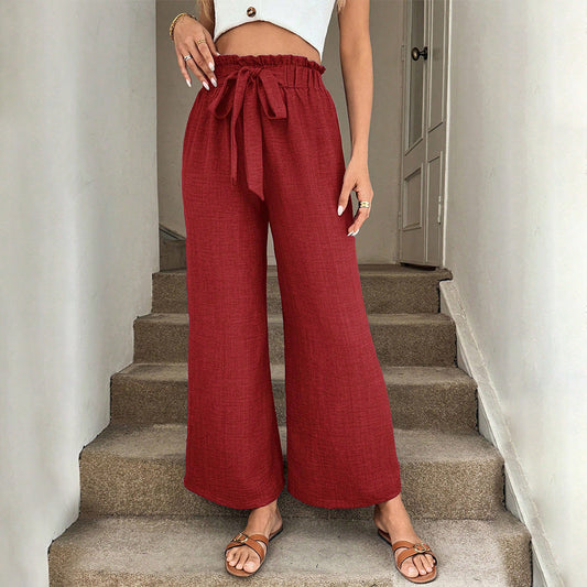 Red Wide-Leg Sophie Laurie Drawstring Pants