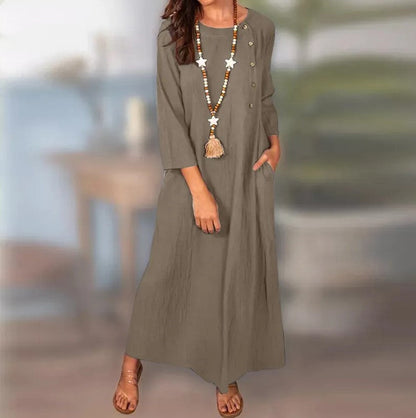 Vintage Linen Long Sleeve Dress by Sophie Laurie