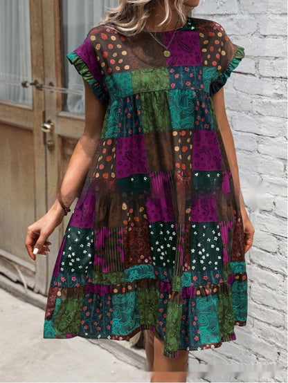 Boho Patchwork Sophie Laurie Summer Midi Dress