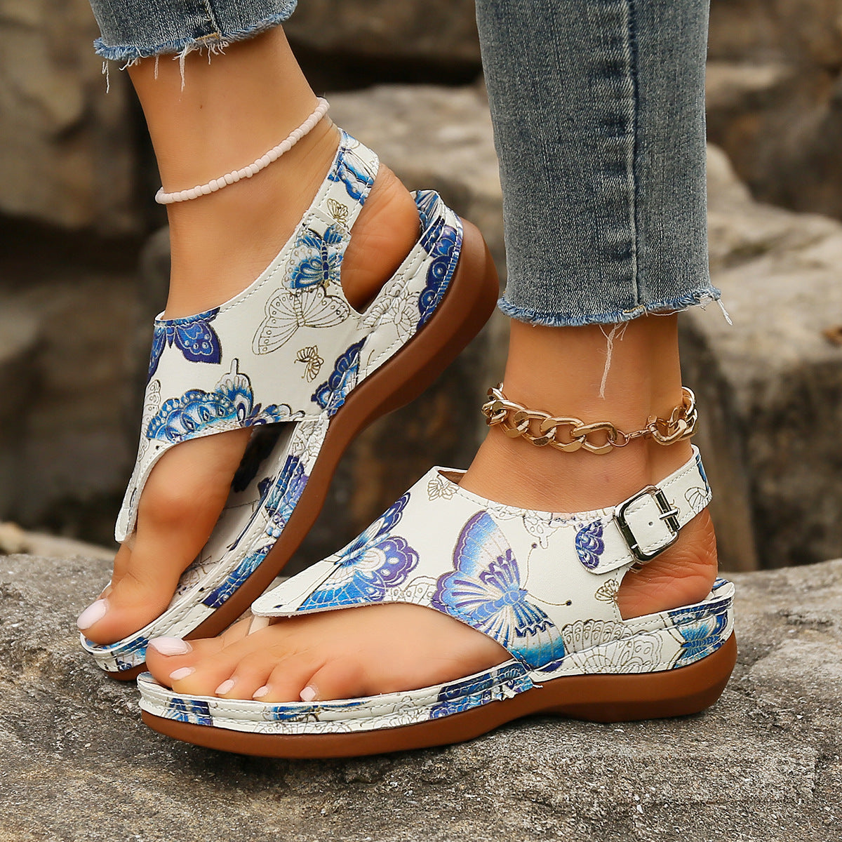 Floral Wedge Sandals by Sophie Laurie