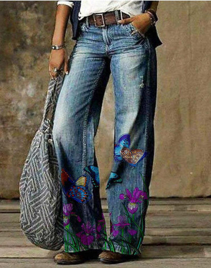 Artistic Floral Wide Leg Pants by Sophie Laurie