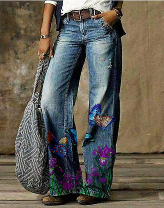 Artistic Floral Wide Leg Pants by Sophie Laurie
