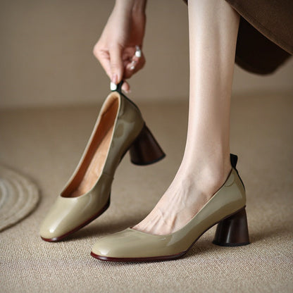 Elegant Leather Chunky Heels by Sophie Laurie