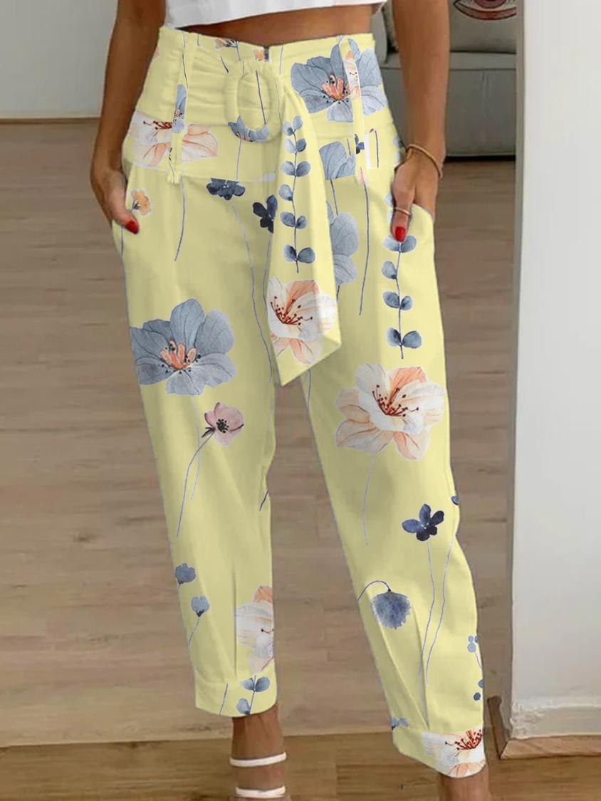 Floral Linen Cropped Pants Sophie Laurie Women’s