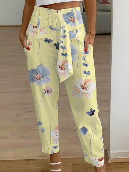 Floral Linen Cropped Pants Sophie Laurie Women’s
