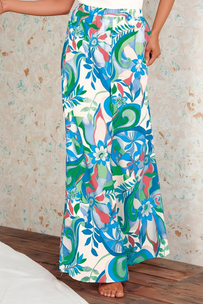 Womens Loose High-Waisted Leopard-Print Street-Style Wide-Leg Pants