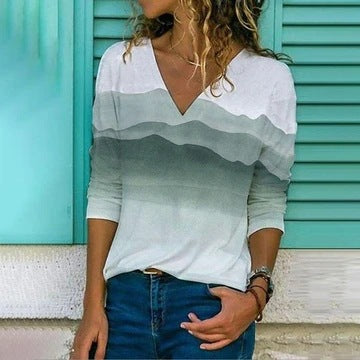 Gradient Landscape Sophie Laurie Slim Long Sleeve Top