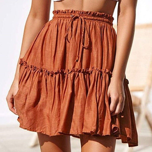 Ruffled Drawstring Mini Skirt by Sophie Laurie