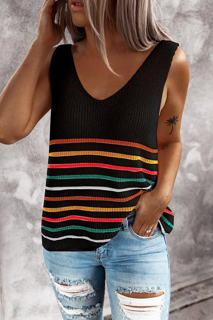 Multicolor Striped Knit Vest by Sophie Laurie