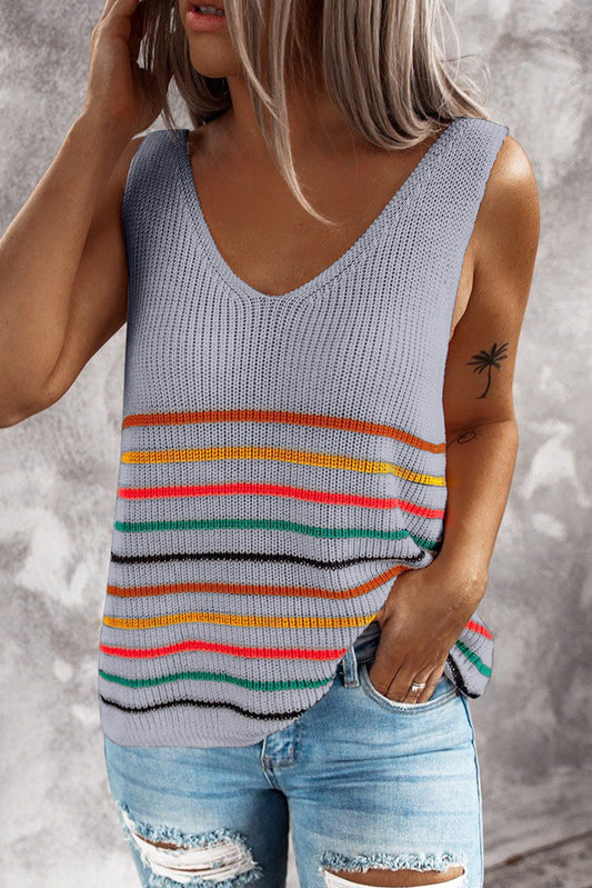 Multicolor Striped Knit Vest by Sophie Laurie