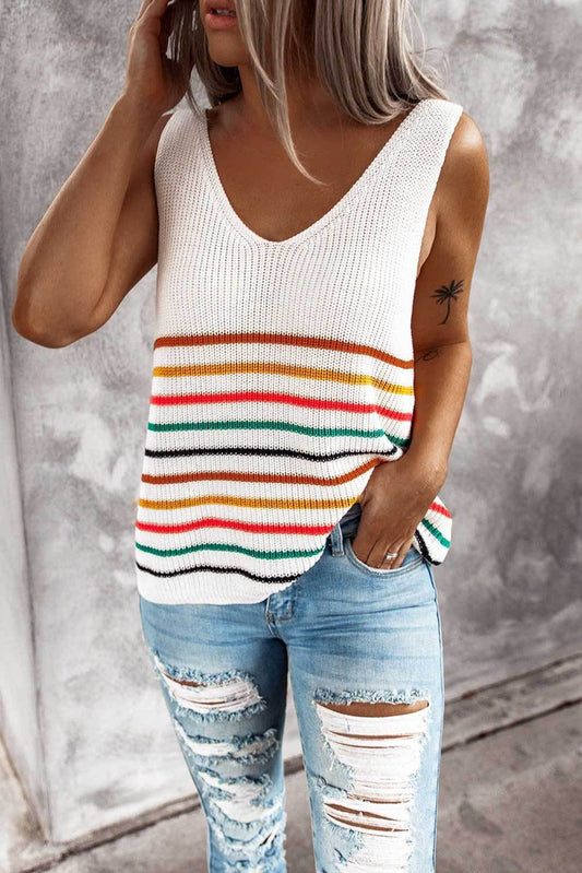 Multicolor Striped Knit Vest by Sophie Laurie