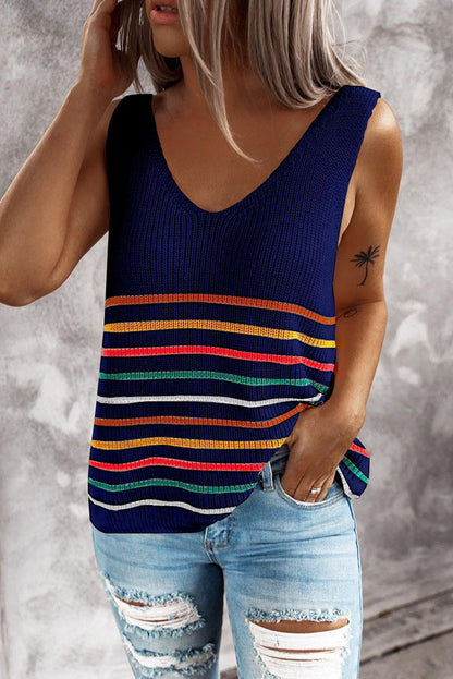 Multicolor Striped Knit Vest by Sophie Laurie